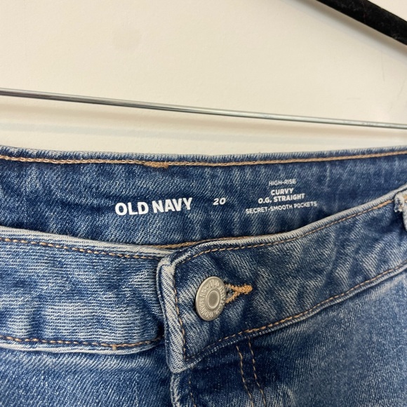 Old Navy Curvy Jeans Size 20 High Rise OG Straight Medium Wash Denim Stretch - Picture 4 of 9